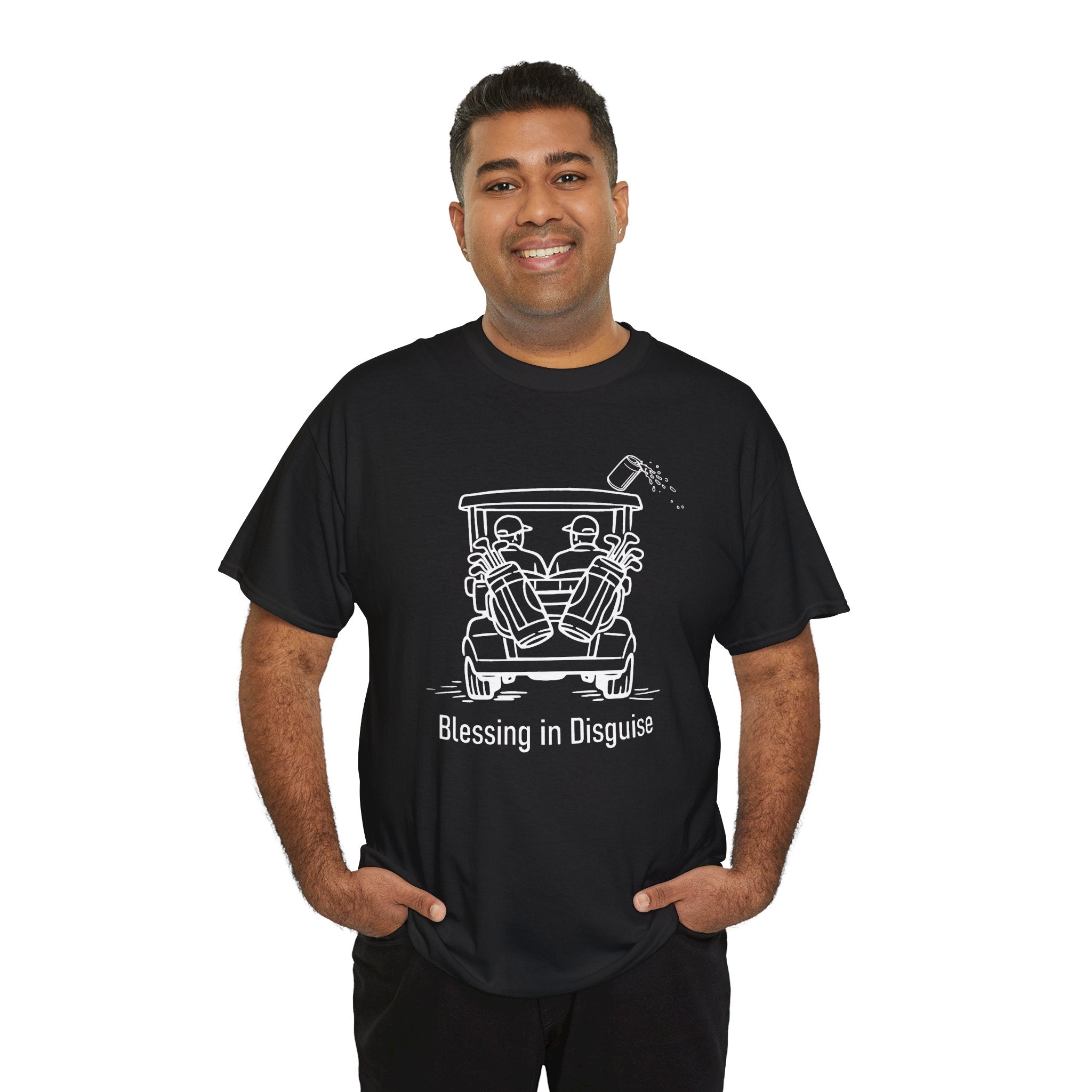 Blessing in Disguise Golf Tee — Funny Golf Cart Illustration Shirt