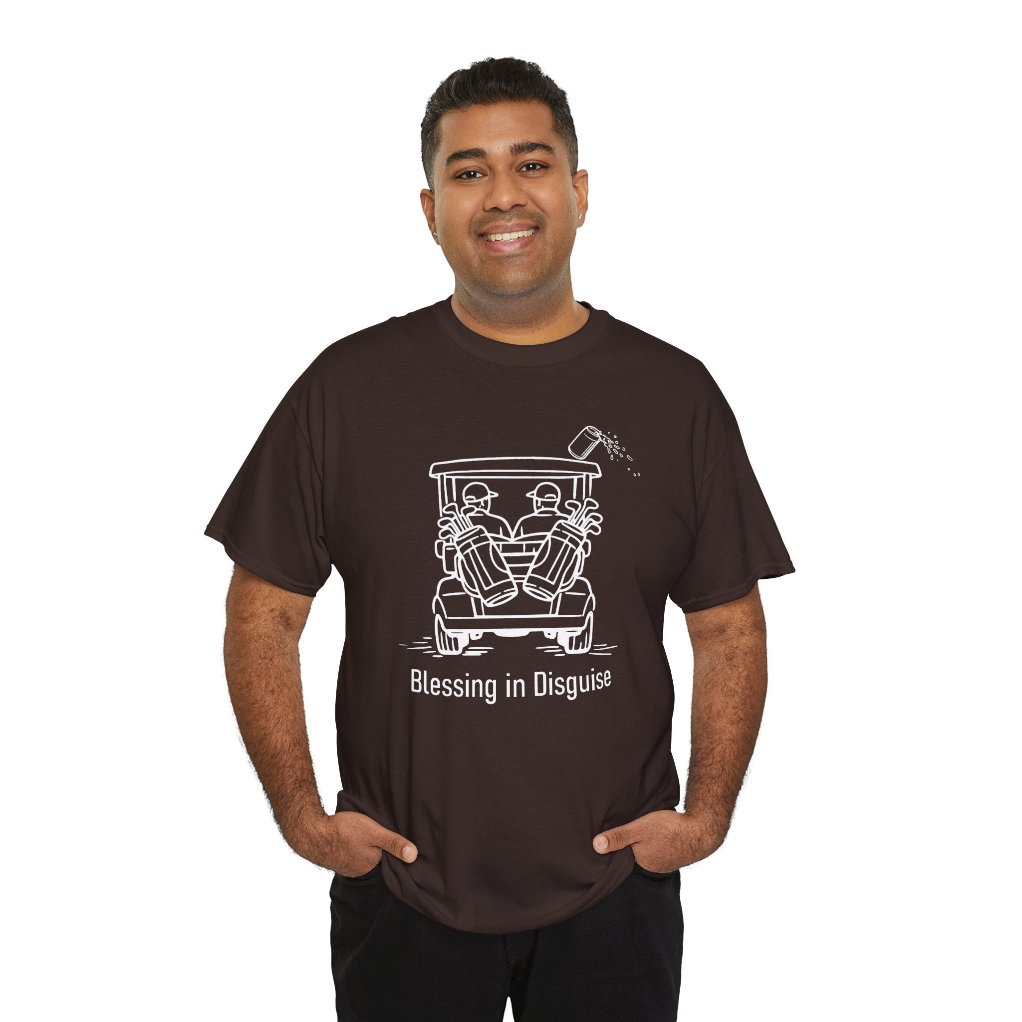 Blessing in Disguise Golf Tee — Funny Golf Cart Illustration Shirt