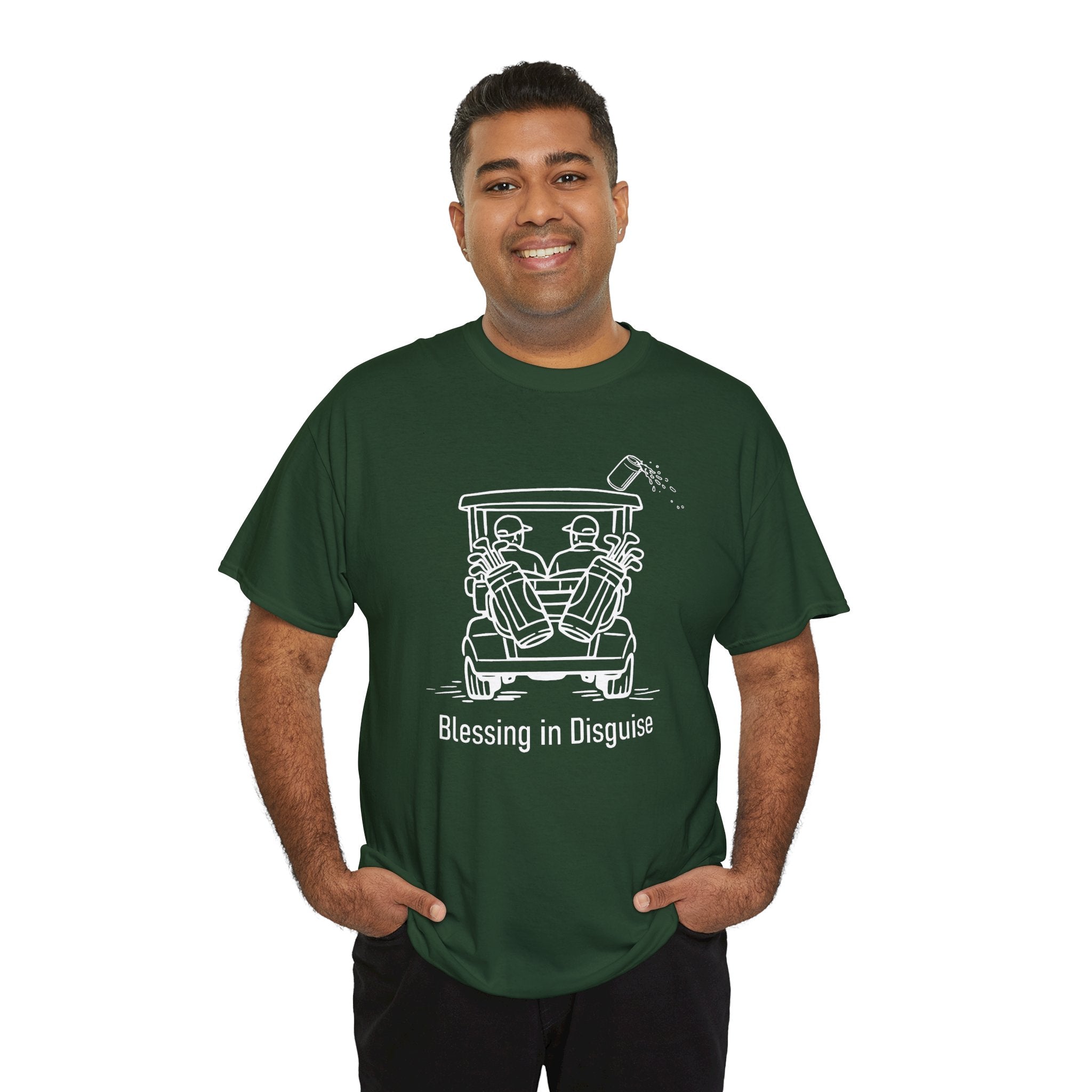Blessing in Disguise Golf Tee — Funny Golf Cart Illustration Shirt