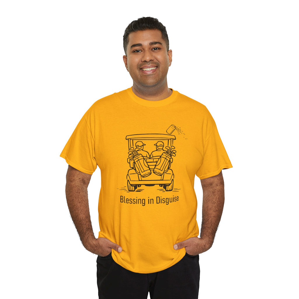 Blessing in Disguise Golf Tee — Funny Golf Cart Illustration Shirt