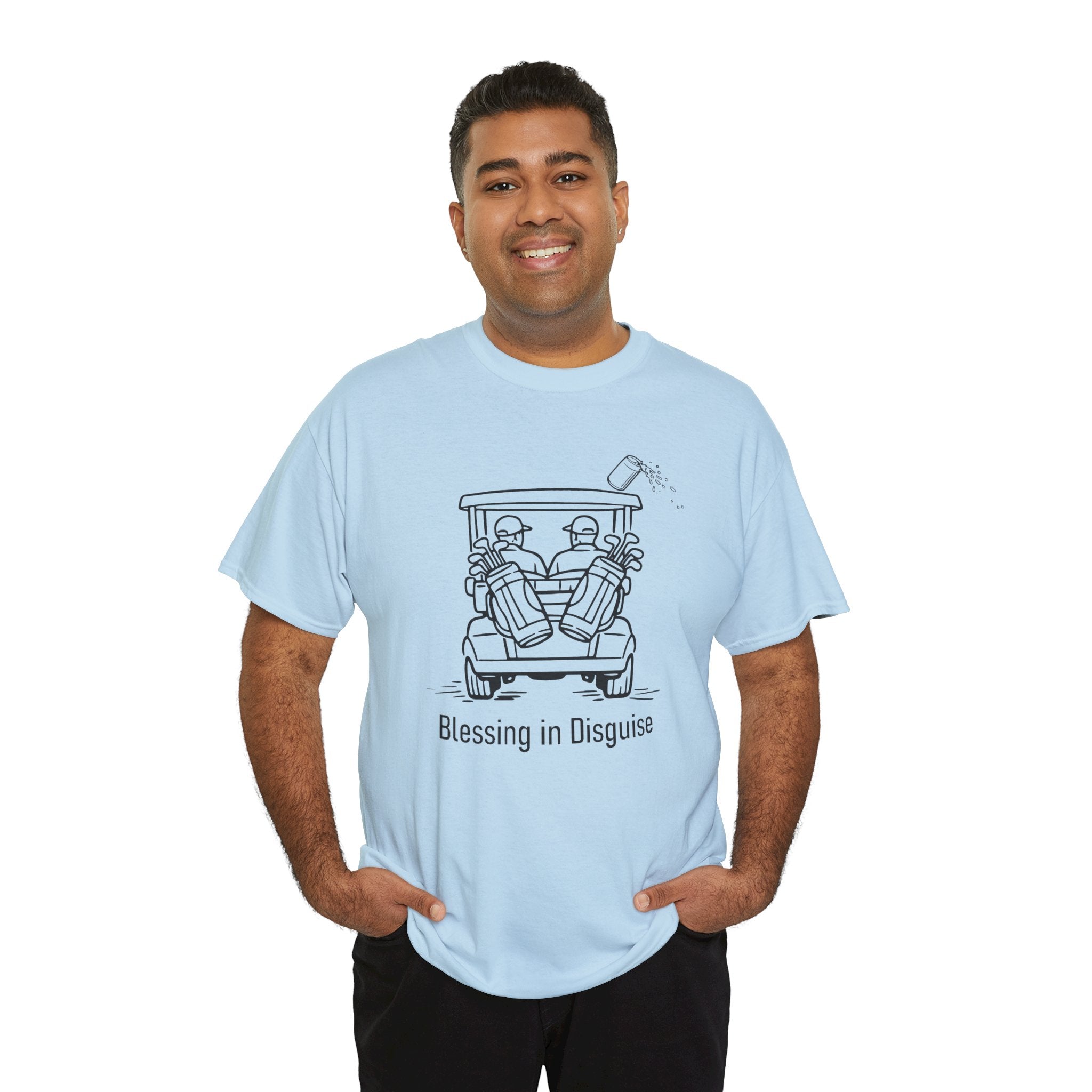 Blessing in Disguise Golf Tee — Funny Golf Cart Illustration Shirt