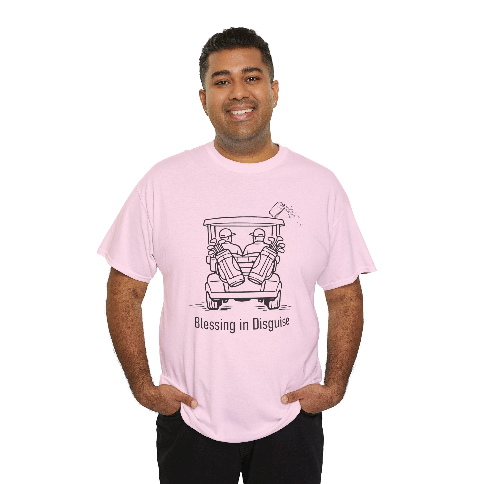Blessing in Disguise Golf Tee — Funny Golf Cart Illustration Shirt