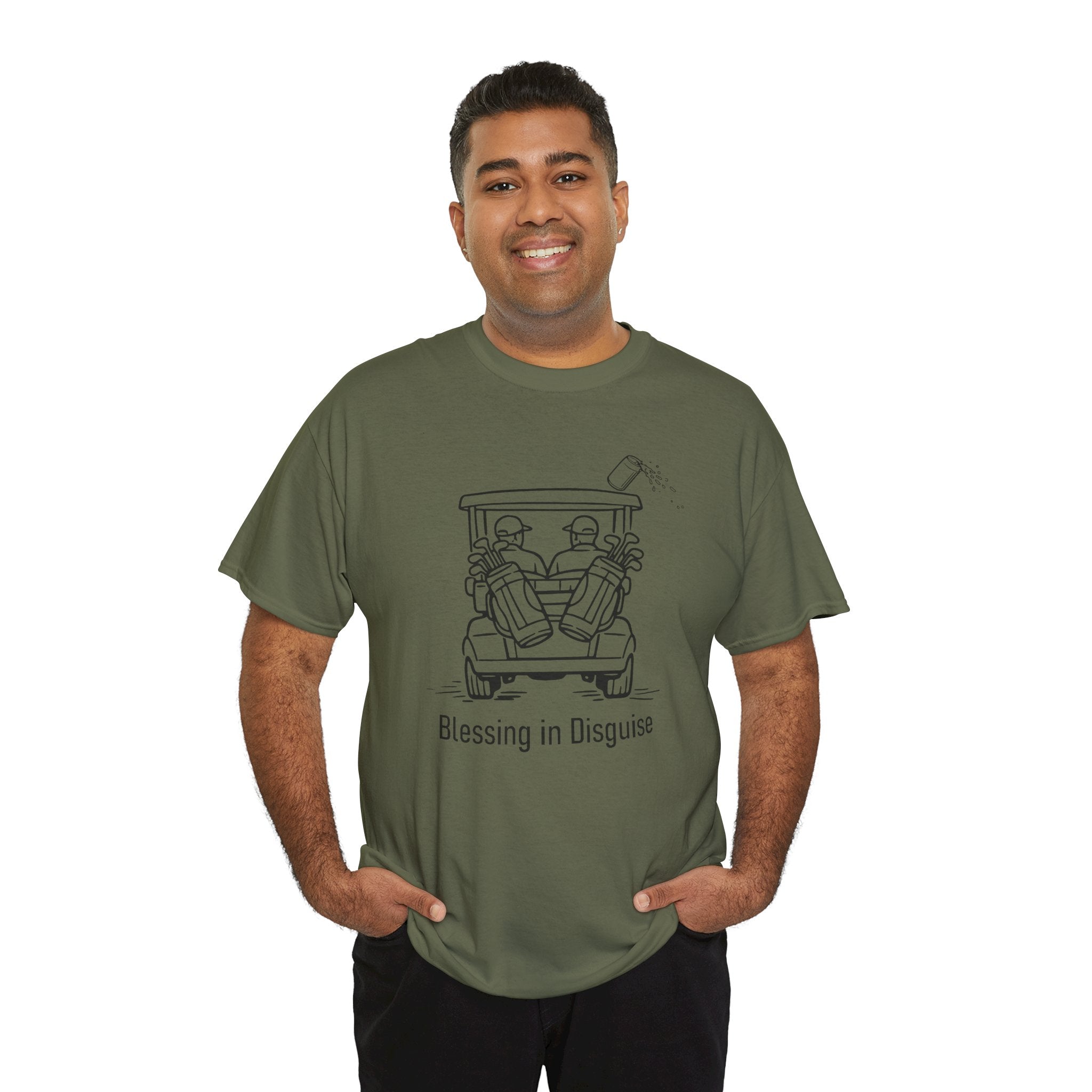 Blessing in Disguise Golf Tee — Funny Golf Cart Illustration Shirt