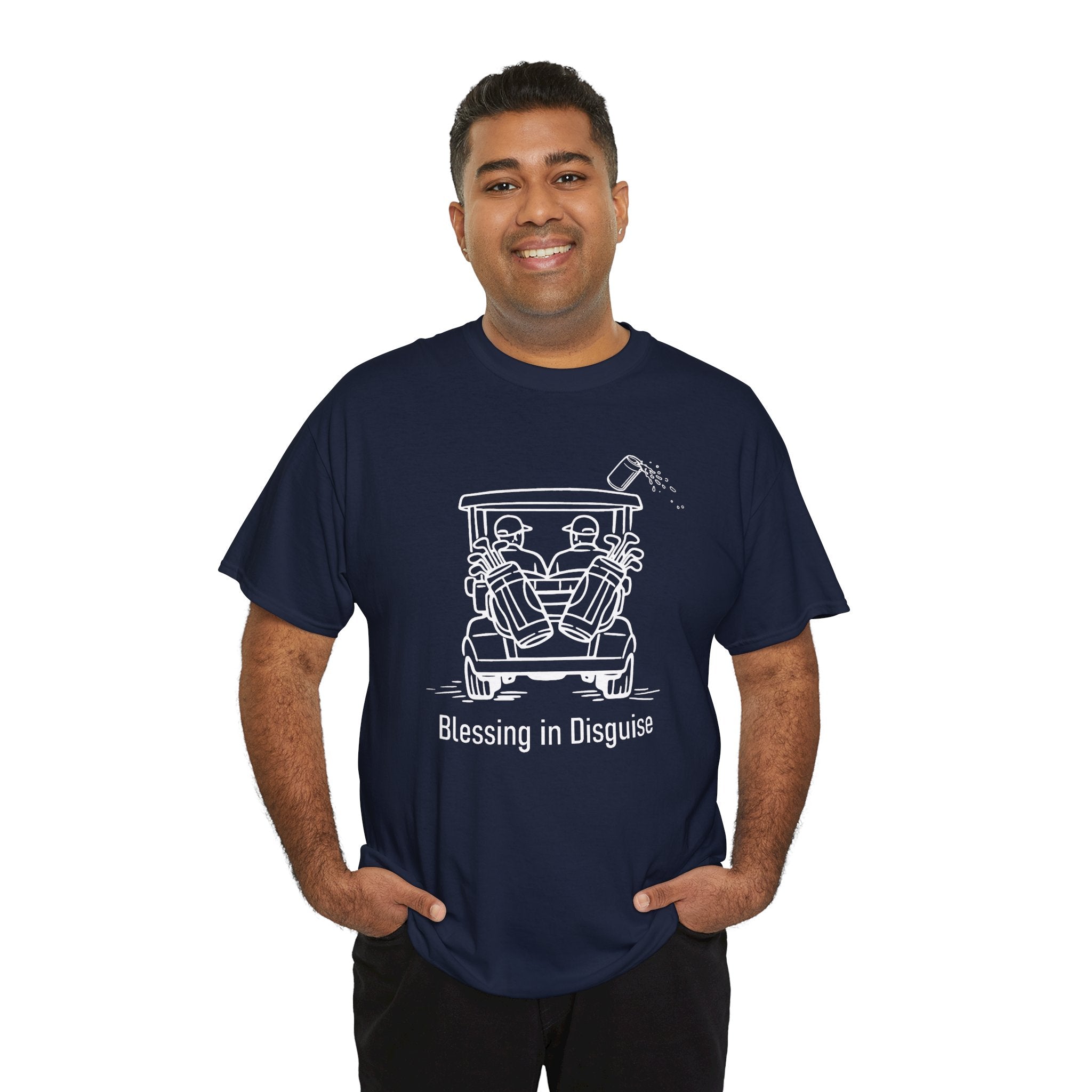 Blessing in Disguise Golf Tee — Funny Golf Cart Illustration Shirt