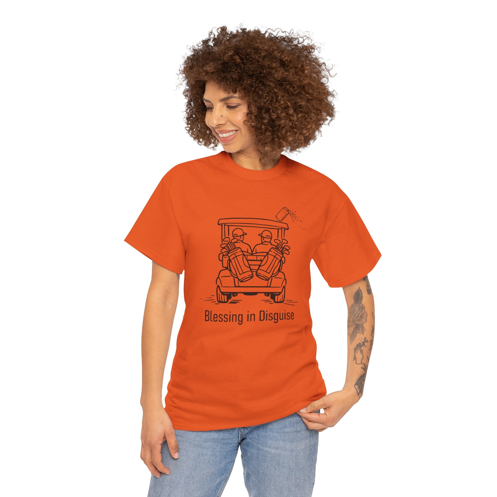 Blessing in Disguise Golf Tee — Funny Golf Cart Illustration Shirt