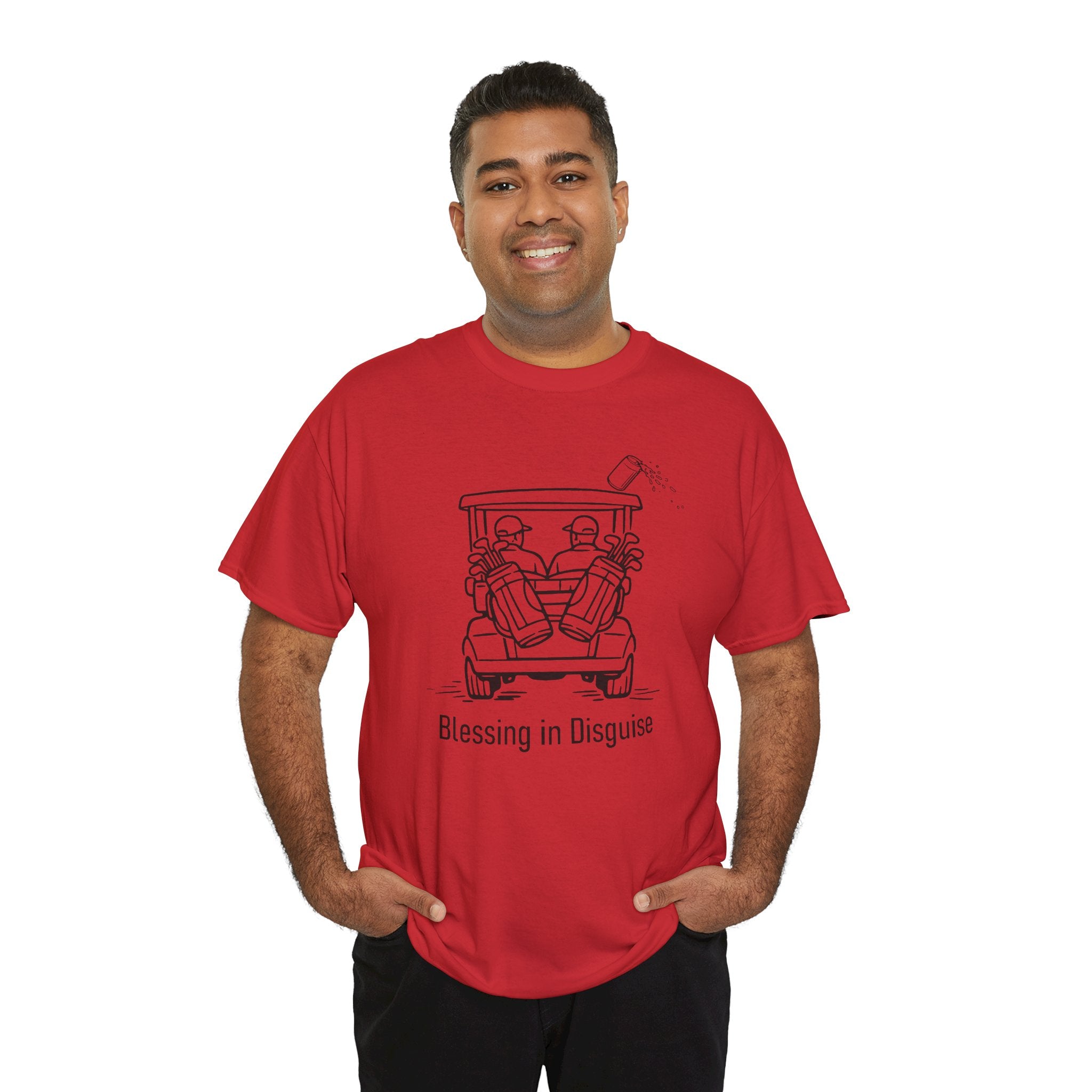 Blessing in Disguise Golf Tee — Funny Golf Cart Illustration Shirt