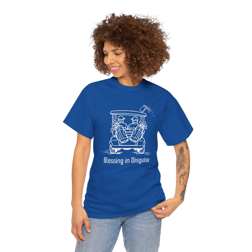 Blessing in Disguise Golf Tee — Funny Golf Cart Illustration Shirt