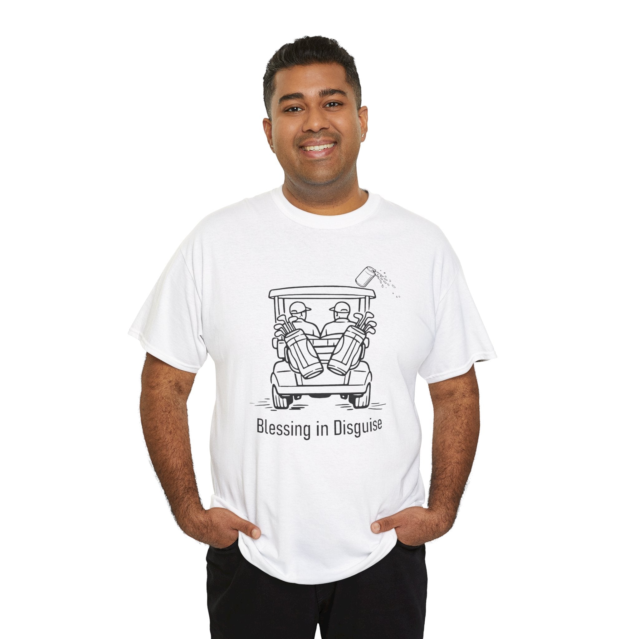 Blessing in Disguise Golf Tee — Funny Golf Cart Illustration Shirt
