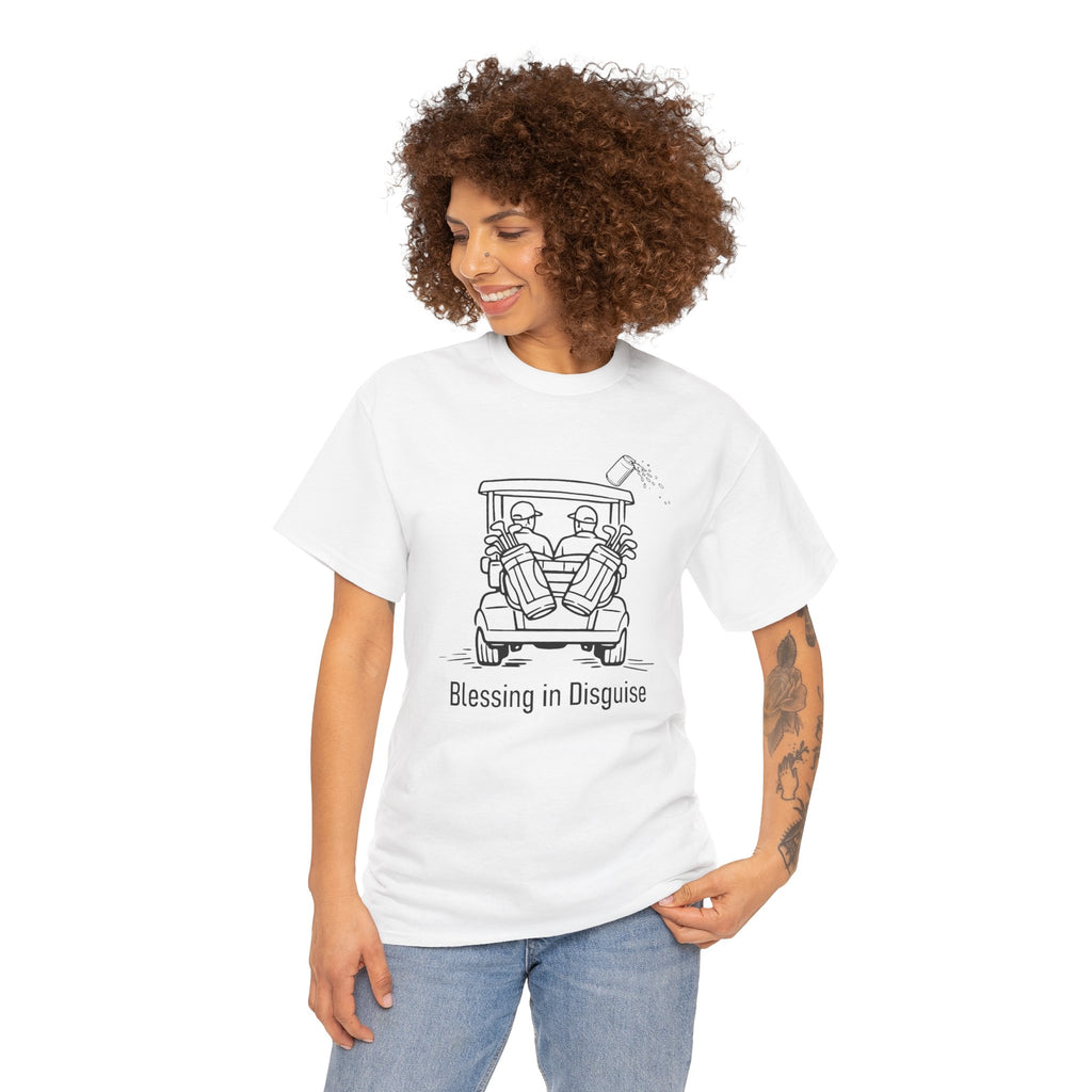 Blessing in Disguise Golf Tee — Funny Golf Cart Illustration Shirt